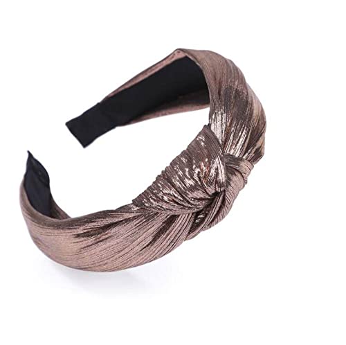 Fashion Solid Ribbon Geknotete Haarbänder Bunte Goldstirnbänder für Frauen Mädchen Weinrot Breites Schwarzes Haarband Haarschmuck,1 von JAZIEL