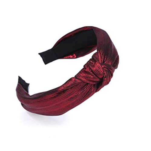 Fashion Solid Ribbon Geknotete Haarbänder Bunte Goldstirnbänder für Frauen Mädchen Weinrot Breites Schwarzes Haarband Haarschmuck,9 von JAZIEL