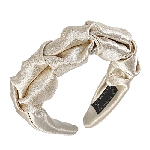 JAZIEL Frauen Mode Haarschmuck Glitzer Satin Stoff Haarband Plissee Stirnband Mädchen Breite Kopfbedeckung Haarband Mit 09, Einheitsgröße von JAZIEL