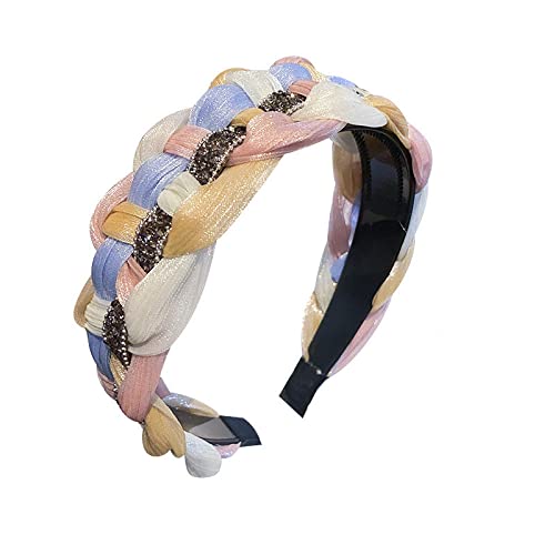 Retro Geflochtenes Twist Stirnband Damen Retro Haarband Verstellbares Geflecht Stirnband Mädchen Kopfbedeckung,01 von JAZIEL