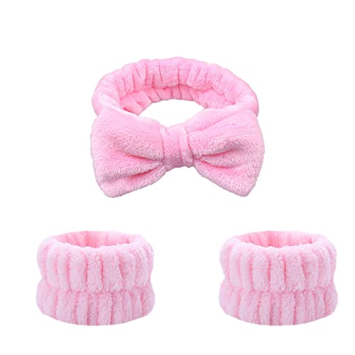 Stück Handgelenk Waschband Mikrofaser Make Up Handtuch Band Armband Haargummis zum Waschen des Gesichts Saugfähiges Handgelenk Schweißband Stirnbänder,Pink von JAZIEL