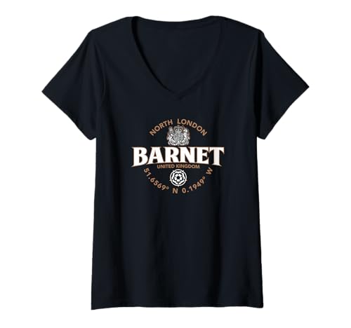 Damen Barnet North London Koordinaten Label 2C T-Shirt mit V-Ausschnitt von JB's Barnet United Kingdom Shop