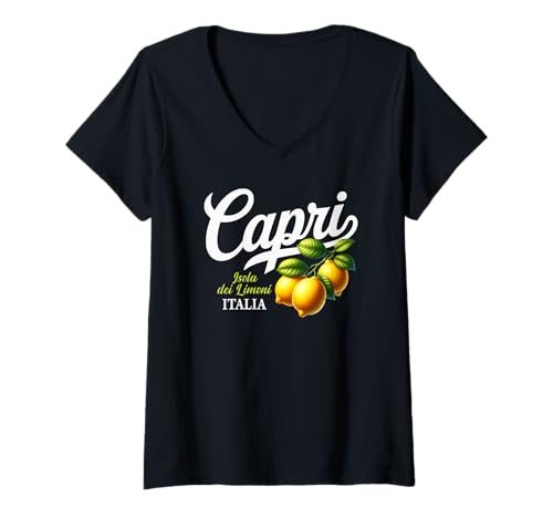 Damen Capri Italien Insel der Zitronen auf Italienisch T-Shirt mit V-Ausschnitt Damen Capri Italien Insel der Zitronen auf Italienisch T-Shirt mit V-Ausschnitt von JB's Capri Italy Shop