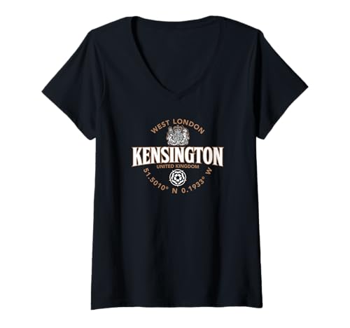 Damen Kensington West London Koordinaten Label 2C T-Shirt mit V-Ausschnitt Damen Kensington West London Koordinaten Label 2C T-Shirt mit V-Ausschnitt von JB's Kensington United Kingdom Shop