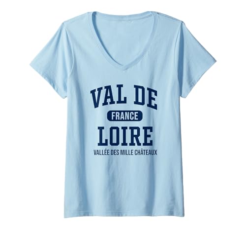 Damen Loiretal Frankreich Tal der tausend Burgen Marineblau T-Shirt mit V-Ausschnitt Damen Loiretal Frankreich Tal der tausend Burgen Marineblau T-Shirt mit V-Ausschnitt von JB's Val de Loire Shop