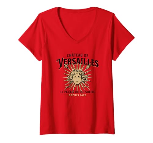 Damen Château de Versailles Der Palast des Sonnenkönigs seit 1623 T-Shirt mit V-Ausschnitt Damen Château de Versailles Der Palast des Sonnenkönigs seit 1623 T-Shirt mit V-Ausschnitt von JB's Versailles France Shop