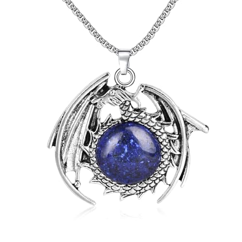 JBAERD Halskette für Herren, Kristall-Halskette mit Drachen- und Hexagon-Edelstein-Schmuck mit Geschenk-Box, Stein, Achat von JBAERD