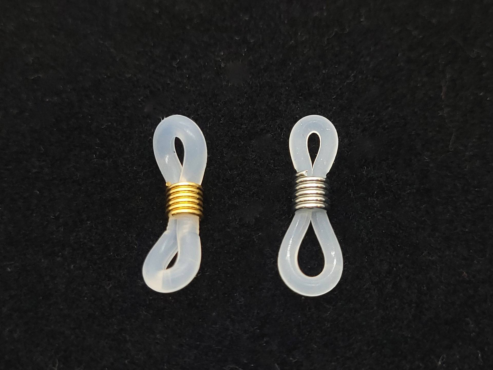 Gummi Brillenkettenhalter, 10 Stück, Gold - Oder Silberton Mit Durchsichtigem Kunststoff, Brillenhalter, Brillenkette, Brillenseilverbinder von JBCBeads