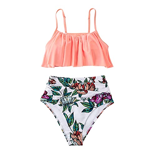 JBIVWW Rosa Und Streifen Hohe Taille Bikini Sets Tank Top Badeanzug Zwei Stück Bademode Frauen Strand Bade Anzüge (Color : 10, Size : M) von JBIVWW