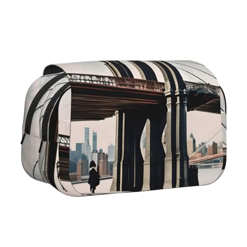 JBJGKHLP Brooklyn Bridge S Print Vielseitiges Federmäppchen Große Kapazität Aufbewahrung Make-up Kulturbeutel Reise Büro von JBJGKHLP