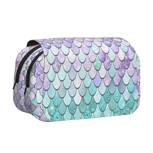 JBJGKHLP Federmäppchen mit Meerjungfrauen-Motiv, vielseitiges Federmäppchen, großes Fassungsvermögen, Aufbewahrung, Make-up, Kulturbeutel, Reisen, Büro von JBJGKHLP