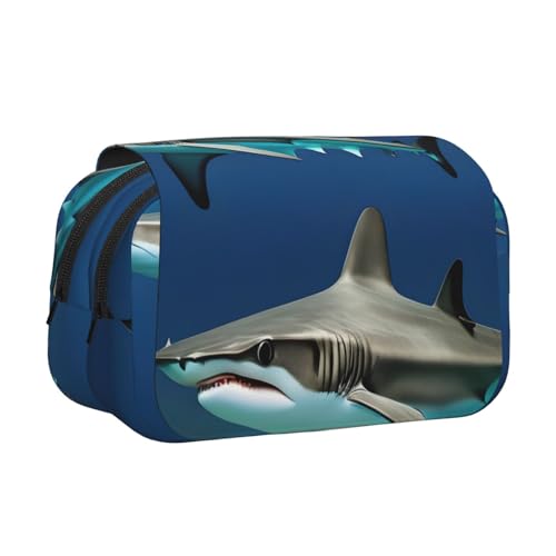 JBJGKHLP Hammerhead Federmäppchen mit Haifisch-Aufdruck, vielseitiges Federmäppchen, große Kapazität, Aufbewahrung, Make-up, Kulturbeutel, Reisen, Büro von JBJGKHLP