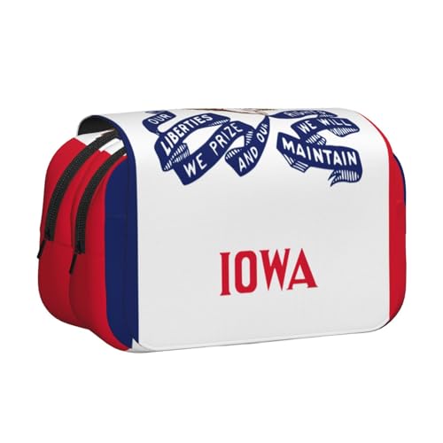 JBJGKHLP Iowa Federmäppchen mit Staatsflaggen-Druck, vielseitiges Federmäppchen, große Kapazität, Aufbewahrung, Make-up, Kulturbeutel, Reisen, Büro von JBJGKHLP
