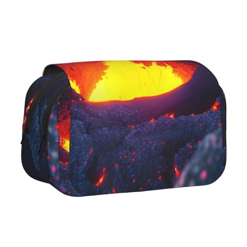 JBJGKHLP Kilauea vielseitiges Federmäppchen mit Vulkandruck, großes Fassungsvermögen, Aufbewahrung, Make-up, Kulturbeutel, Reisen, Büro von JBJGKHLP