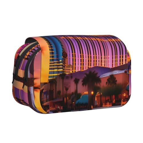 JBJGKHLP Las Vegas Federmäppchen, Motiv: Sonnenuntergang, vielseitig, großes Fassungsvermögen, Aufbewahrung, Make-up, Kulturbeutel, Reisen, Büro von JBJGKHLP