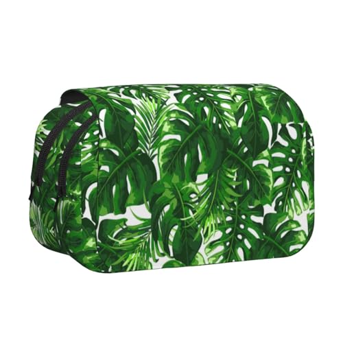 JBJGKHLP Monstera Deliciosa Federmäppchen mit Bananenpalmen-Druck, vielseitiges Federmäppchen, großes Fassungsvermögen, Aufbewahrung, Make-up, Kulturbeutel, Reisen, Büro von JBJGKHLP