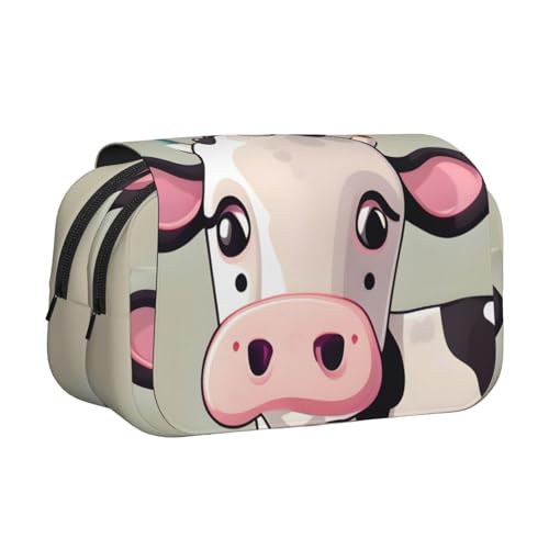 JBJGKHLP Niedliches weißes Kuh-Motiv, vielseitiges Federmäppchen, große Kapazität, Aufbewahrung, Make-up, Kulturbeutel, Reisen, Büro von JBJGKHLP
