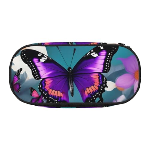 JBJGKHLP Praktisches Federmäppchen mit Schmetterlings- und Blumendruck, praktische Stifte-Aufbewahrungstaschen, Schule, Büro, lebendig, Violett, Schwarz , Einheitsgröße, Taschen-Organizer JBJGKHLP Praktisches Federmäppchen mit Schmetterlings- und Blumendruck, praktische Stifte-Aufbewahrungstaschen, Schule, Büro, lebendig, Violett, Schwarz , Einheitsgröße, Taschen-Organizer von JBJGKHLP