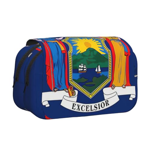 JBJGKHLP Vielseitiges Federmäppchen, Motiv: New Yorker Staatsflagge, großes Fassungsvermögen, Aufbewahrung, Make-up, Kulturbeutel, Reisen, Büro von JBJGKHLP