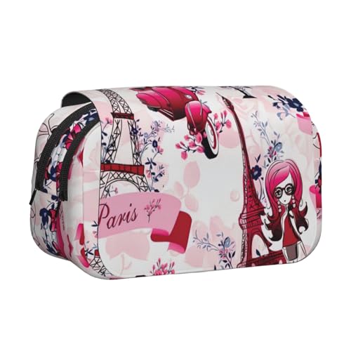 JBJGKHLP Vielseitiges Federmäppchen, Motiv: Paris Eiffelturm, Frankreich, großes Fassungsvermögen, Aufbewahrung, Make-up, Kulturbeutel, Reisen, Büro von JBJGKHLP