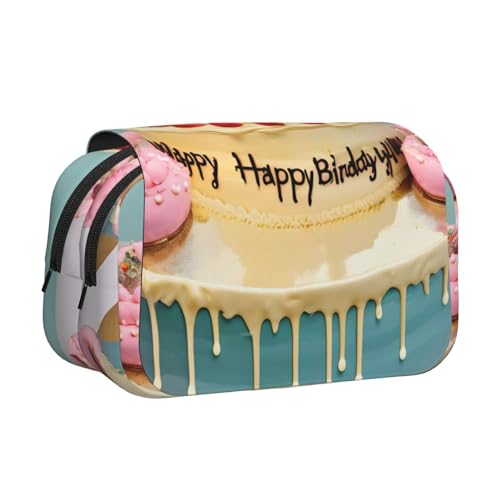 JBJGKHLP Vielseitiges Federmäppchen mit Aufschrift "Happy Birthday", großes Fassungsvermögen, Make-up, Kulturbeutel, Reisen, Büro von JBJGKHLP