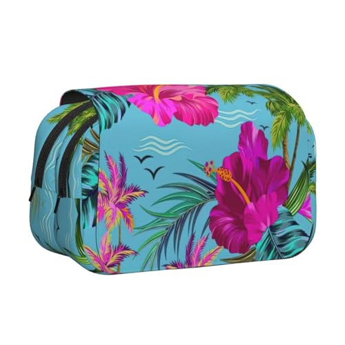 JBJGKHLP Vielseitiges Federmäppchen mit Aufschrift "Hello Hawaii Print", großes Fassungsvermögen, Aufbewahrung, Make-up, Kulturbeutel, Reisen, Büro von JBJGKHLP