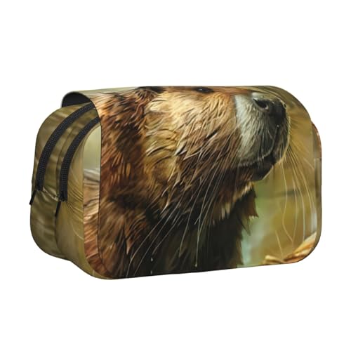 JBJGKHLP Vielseitiges Federmäppchen mit Biber-Druck, großes Fassungsvermögen, Aufbewahrung, Make-up, Kulturbeutel, Reisen, Büro von JBJGKHLP