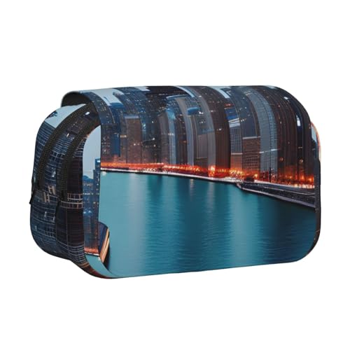 JBJGKHLP Vielseitiges Federmäppchen mit Chicago-Druck, großes Fassungsvermögen, Aufbewahrung, Make-up, Kulturbeutel, Reisen, Büro von JBJGKHLP