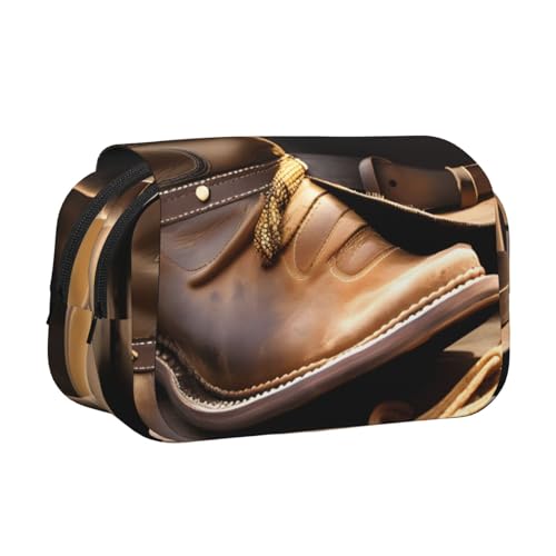 JBJGKHLP Vielseitiges Federmäppchen mit Cowboyhut und Stiefeln, großes Fassungsvermögen, Aufbewahrung, Make-up, Kulturbeutel, Reisen, Büro von JBJGKHLP