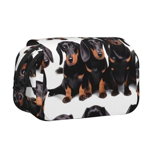 JBJGKHLP Vielseitiges Federmäppchen mit Dackel-Motiv, großes Fassungsvermögen, Make-up, Kulturbeutel, Reisen, Büro von JBJGKHLP