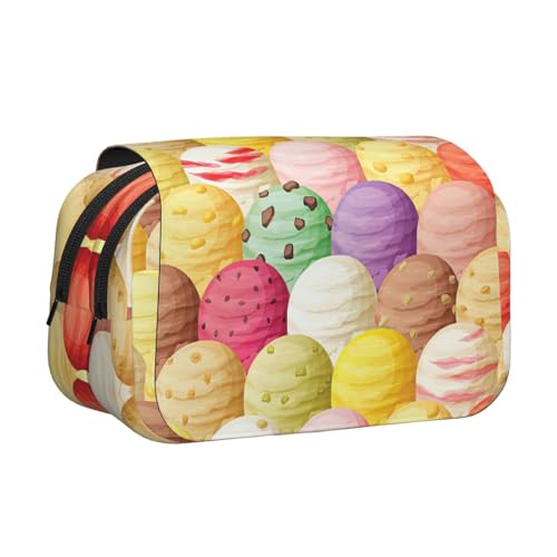 JBJGKHLP Vielseitiges Federmäppchen mit Eiscreme-Aufdruck, großes Fassungsvermögen, Aufbewahrung, Make-up, Kulturbeutel, Reisen, Büro von JBJGKHLP