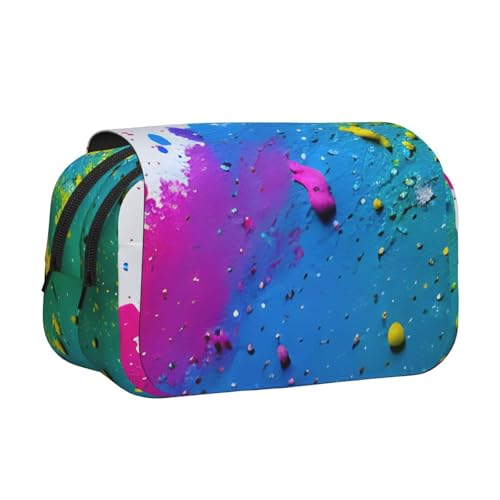 JBJGKHLP Vielseitiges Federmäppchen mit Farbspritzer-Hintergrund, große Kapazität, Aufbewahrung, Make-up, Kulturbeutel, Reisen, Büro von JBJGKHLP