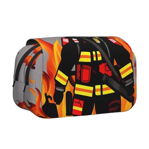 JBJGKHLP Vielseitiges Federmäppchen mit Feuerwehrmann-Motiv, großes Fassungsvermögen, Aufbewahrung, Make-up, Kulturbeutel, Reisen, Büro von JBJGKHLP
