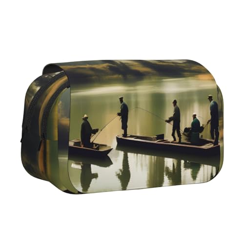 JBJGKHLP Vielseitiges Federmäppchen mit Fischermotiv, große Kapazität, Aufbewahrung, Make-up, Kulturbeutel, Reisen, Büro von JBJGKHLP