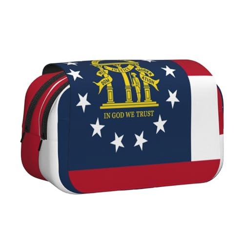 JBJGKHLP Vielseitiges Federmäppchen mit Georgia-Flagge, großes Fassungsvermögen, Make-up, Kulturbeutel, Reisen, Büro von JBJGKHLP