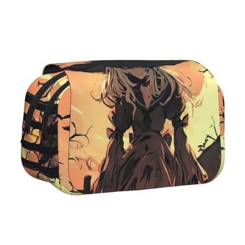 JBJGKHLP Vielseitiges Federmäppchen mit Halloween-Horror-Druck, großes Fassungsvermögen, Aufbewahrung, Make-up, Kulturbeutel, Reisen, Büro von JBJGKHLP