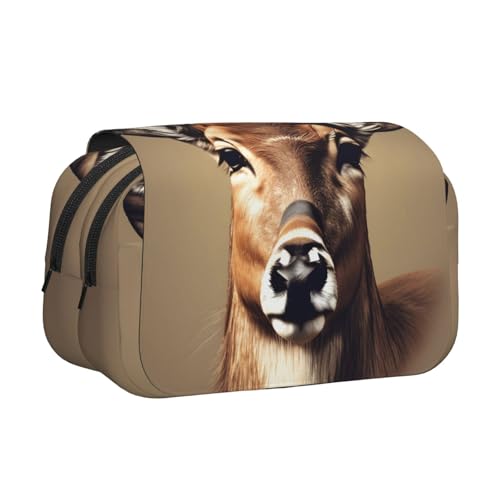 JBJGKHLP Vielseitiges Federmäppchen mit Hirschkopf-Druck, großes Fassungsvermögen, Aufbewahrung, Make-up, Kulturbeutel, Reisen, Büro von JBJGKHLP