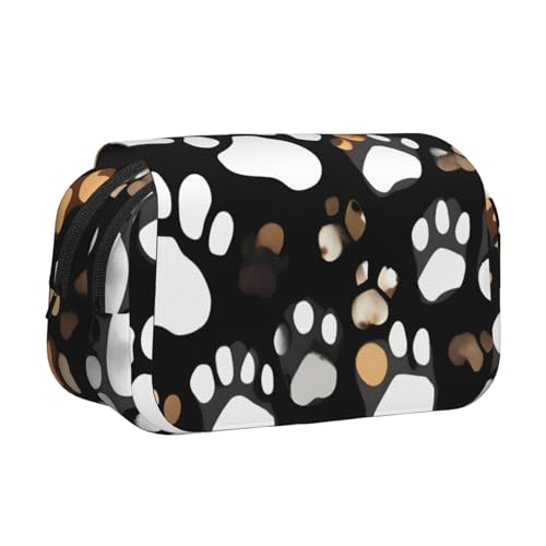 JBJGKHLP Vielseitiges Federmäppchen mit Hundepfotenabdruck, großes Fassungsvermögen, Aufbewahrung, Make-up, Kulturbeutel, Reisen, Büro von JBJGKHLP