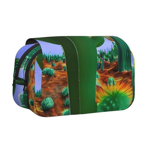 JBJGKHLP Vielseitiges Federmäppchen mit Kaktus-Wüstendruck, große Kapazität, Aufbewahrung, Make-up, Kulturbeutel, Reisen, Büro von JBJGKHLP