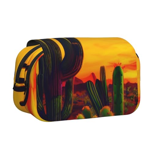 JBJGKHLP Vielseitiges Federmäppchen mit Kaktus in Wüstendruck, große Kapazität, Aufbewahrung, Make-up, Kulturbeutel, Reisen, Büro von JBJGKHLP