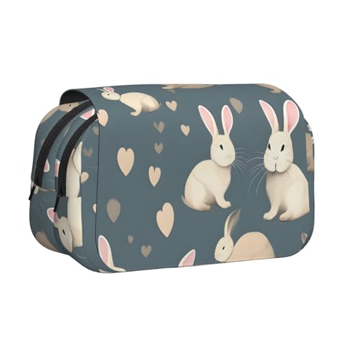 JBJGKHLP Vielseitiges Federmäppchen mit Kaninchen-Hintergrund, große Kapazität, Aufbewahrung, Make-up, Kulturbeutel, Reisen, Büro von JBJGKHLP
