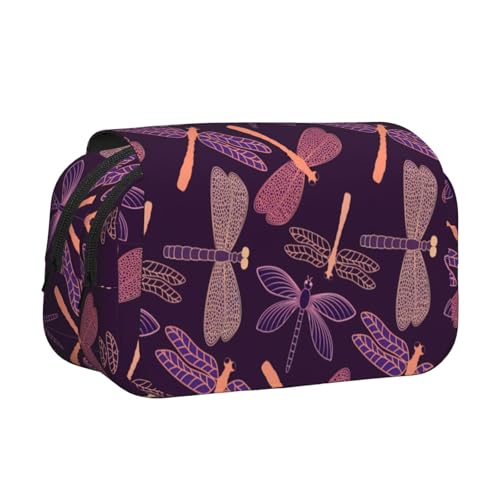 JBJGKHLP Vielseitiges Federmäppchen mit Libellen-Druck, großes Fassungsvermögen, Aufbewahrung, Make-up, Kulturbeutel, Reisen, Büro von JBJGKHLP