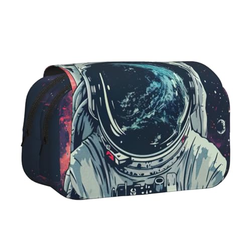 JBJGKHLP Vielseitiges Federmäppchen mit Mond-Astronauten-Druck, große Kapazität, Aufbewahrung, Make-up, Kulturbeutel, Reisen, Büro von JBJGKHLP