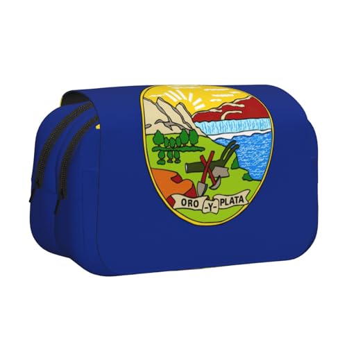 JBJGKHLP Vielseitiges Federmäppchen mit Montana-Flagge, großes Fassungsvermögen, Make-up, Kulturbeutel, Reisen, Büro von JBJGKHLP