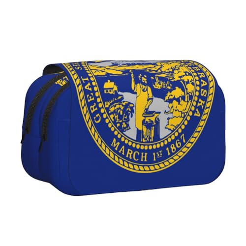 JBJGKHLP Vielseitiges Federmäppchen mit Nebraska-Flaggen-Druck, großes Fassungsvermögen, Aufbewahrung, Make-up, Kulturbeutel, Reisen, Büro von JBJGKHLP