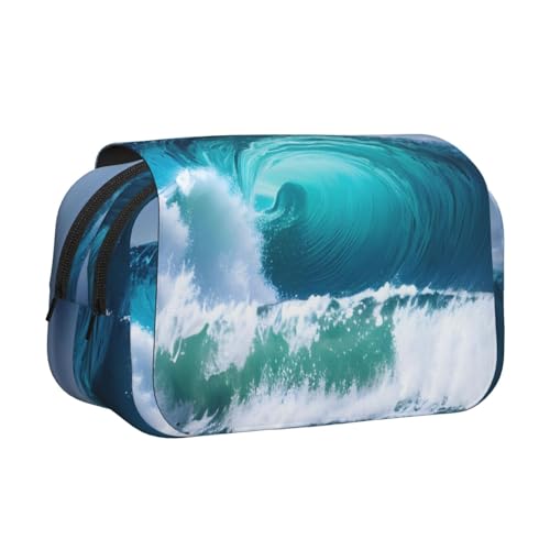 JBJGKHLP Vielseitiges Federmäppchen mit Ozeanwellen-Druck, große Kapazität, Aufbewahrung, Make-up, Kulturbeutel, Reisen, Büro von JBJGKHLP