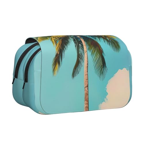JBJGKHLP Vielseitiges Federmäppchen mit Palmenaufdruck, großes Fassungsvermögen, Aufbewahrung, Make-up, Kulturbeutel, Reisen, Büro von JBJGKHLP