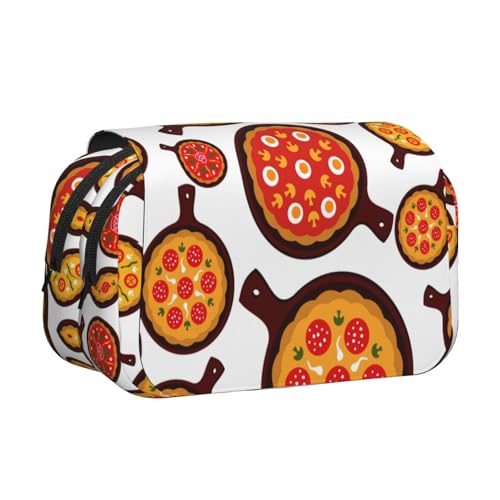 JBJGKHLP Vielseitiges Federmäppchen mit Pizza-Lebensmittelaufdruck, großes Fassungsvermögen, Aufbewahrung, Make-up, Kulturbeutel, Reisen, Büro von JBJGKHLP