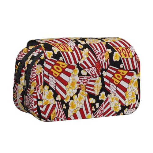 JBJGKHLP Vielseitiges Federmäppchen mit Popcorn-Aufdruck, großes Fassungsvermögen, Aufbewahrung, Make-up, Kulturbeutel, Reisen, Büro von JBJGKHLP