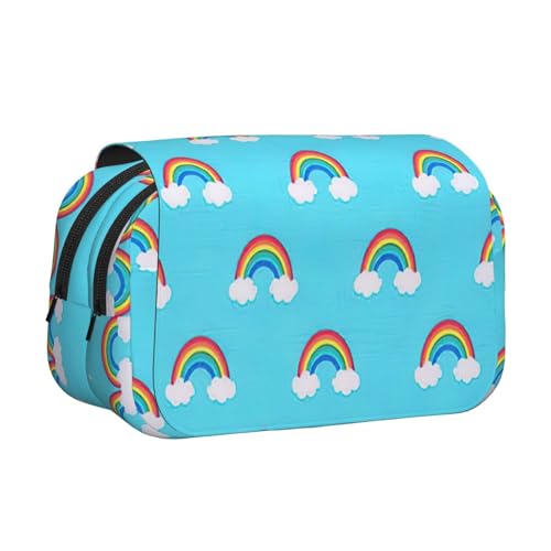 JBJGKHLP Vielseitiges Federmäppchen mit Regenbogen-Wolken-Motiv, großes Fassungsvermögen, Make-up, Kulturbeutel, Reisen, Büro von JBJGKHLP